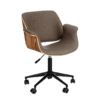 106027 Silla con ruedas diseño vintage madera, acero y polipiel gris altura regulable - Imagen 6