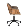 106027 Silla con ruedas diseño vintage madera, acero y polipiel gris altura regulable - Imagen 5