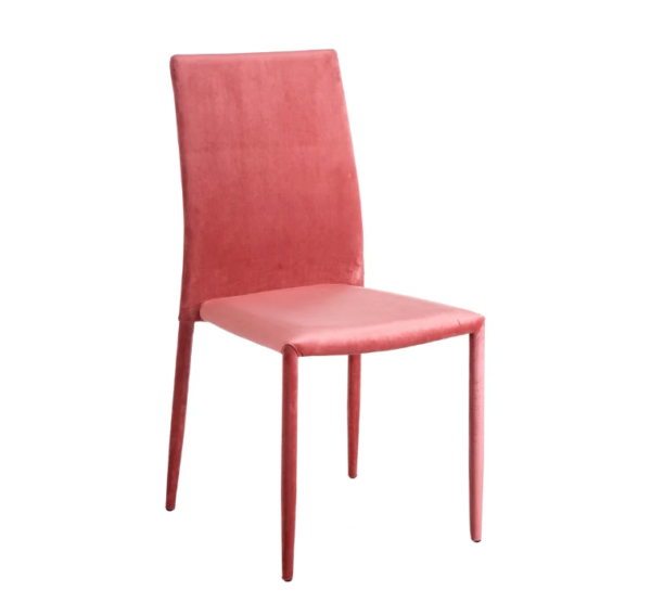 105339 Silla de diseño moderno tapizada en terciopelo rosa