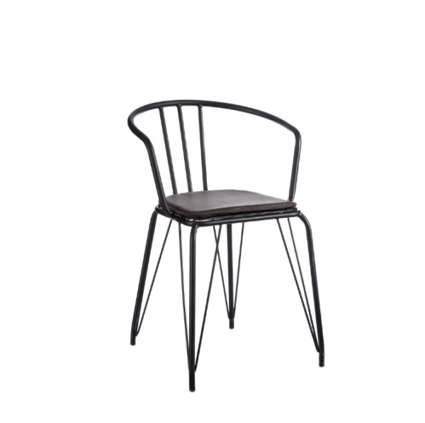 101349 Silla de diseño vintage acero gris oscuro y cojín de terciopelo
