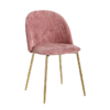 121813 Silla de diseño vintage tela rosa y patas de hierro oro mate - Imagen 6