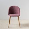 121813 Silla de diseño vintage tela rosa y patas de hierro oro mate - Imagen 3