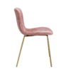 121809 Silla de diseño vintage tela rosa y patas de hierro oro mate - Imagen 4