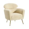 121878 Sillón butaca de diseño Art Decó patas doradas y tapizado tela blanca imitación oveja - Imagen 6