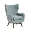 151070 Sillón butaca de diseño clásico tela color azul y patas madera oscuro - Imagen 7