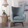 151070 Sillón butaca de diseño clásico tela color azul y patas madera oscuro - Imagen 5