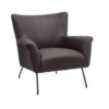 121808 Sillón butaca de diseño vintage polipiel gris oscuro y patas hierro negro - Imagen 5