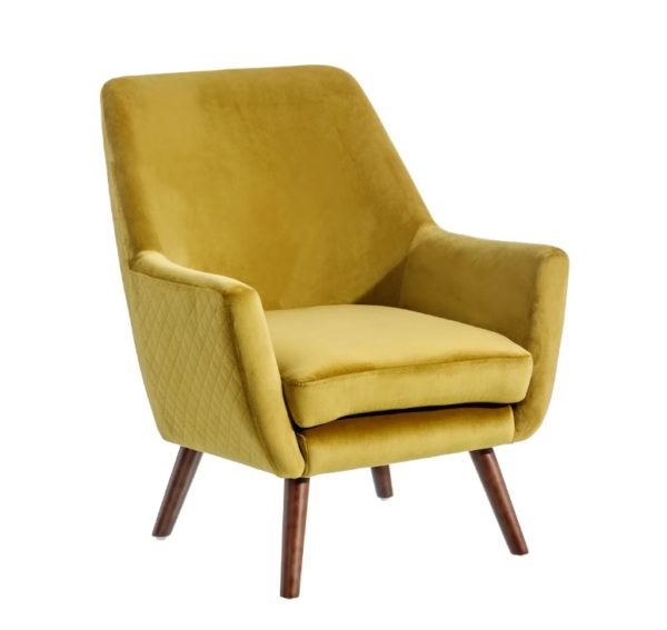 151067 Sillón butaca de diseño vintage terciopelo pistacho y patas de madera