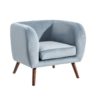 151062 Sillón o butaca de diseño nórdico terciopelo azul claro y patas de madera - Imagen 7