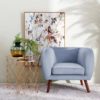 151062 Sillón o butaca de diseño nórdico terciopelo azul claro y patas de madera - Imagen 3