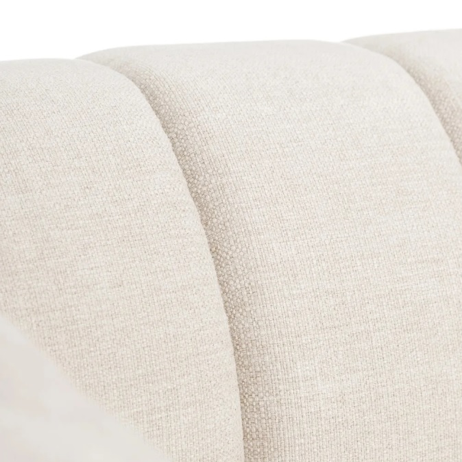 121867 Sofá de diseño Art Decó 166 tela beige y patas altas metal dorado - Imagen 3