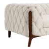 121869 Sofá de diseño vintage 235 tapizado capitoné tela beige y patas de madera oscura - Imagen 5