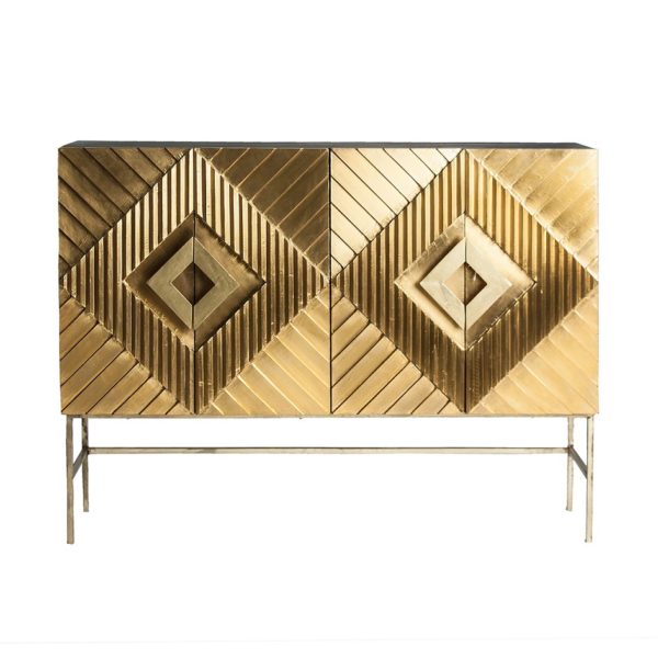 26732 Aparador de diseño Art Decó MERZIG 122 hierro y madera color oro