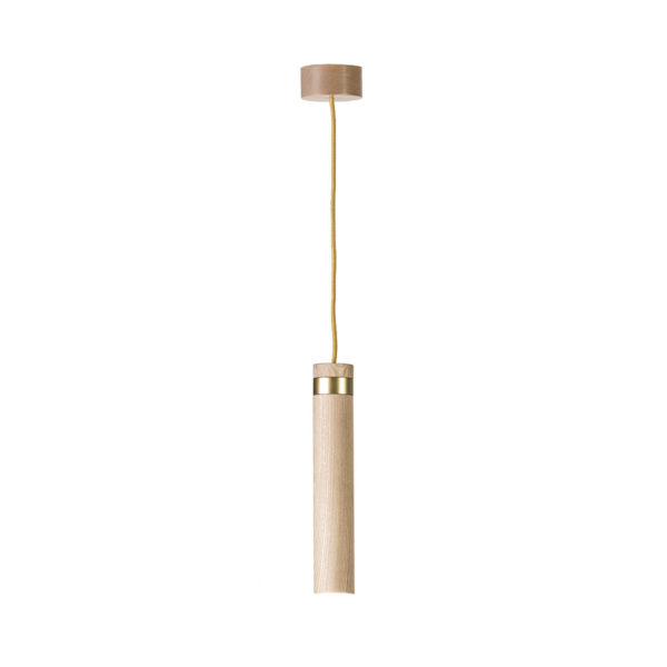 11433/00 Lámpara de techo de diseño nórdico vintage 6 madera natural y metal latón