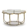 31766/00 Mesa de centro vintage Art Decó 81 metal dorado y sobre de mármol forma de flor - Imagen 3