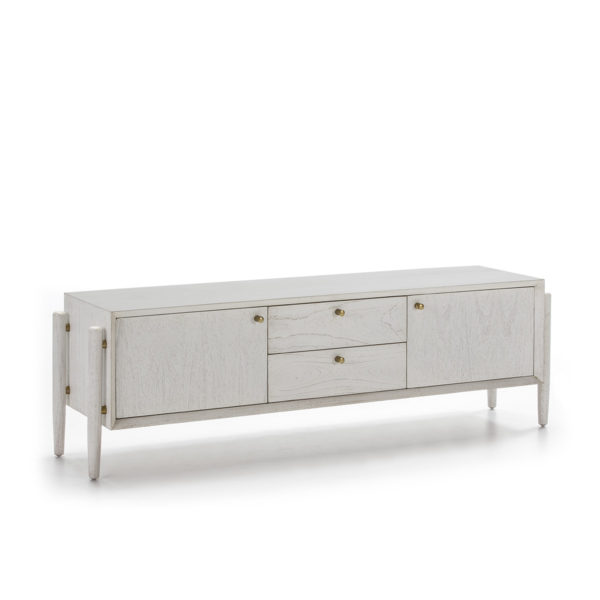 26473/21 Mueble de televisión de diseño nórdico vintage 160 madera color blanco