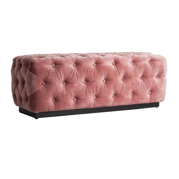 26781 Pie de cama de diseño clásico vintage TARDIANO 130 tapizado capitoné terciopelo rosa palo