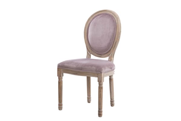 800021 Silla de diseño clásico vintage madera y terciopelo rosa