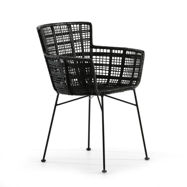 29947/00 Silla de diseño metal y mimbre color negro