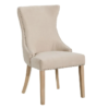 151058 Silla de diseño clásico lino beige con capitoné y tachuelas plateadas patas madera - Imagen 7