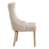 151058 Silla de diseño clásico lino beige con capitoné y tachuelas plateadas patas madera - Imagen 6