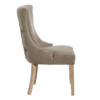 151059 Silla de diseño clásico lino taupe con capitoné y tachuelas plateadas patas madera - Imagen 5