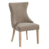 151059 Silla de diseño clásico lino taupe con capitoné y tachuelas plateadas patas madera - Imagen 6
