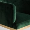 Sillón vintage Art Decó terciopelo verde oscuro patas metal dorado 5