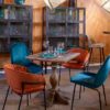 ORISA Sillón o silla de diseño vintage terciopelo color caldero y metal negro - Imagen 5