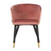 703045 Silla o sillón de diseño Art Decó terciopelo rosa y beige patas metal negro con dorado