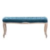 800023 Banco o pie de cama de diseño clásico 110 capitoné terciopelo azul y patas madera - Imagen 5