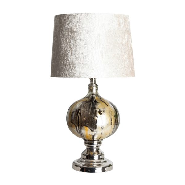 26578 Lámpara de sobremesa de diseño Art Decó vidrio plata y oro viejo