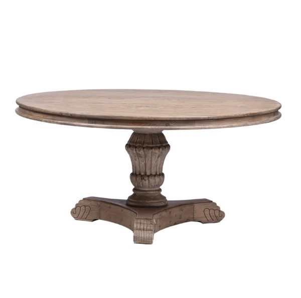 GE910 Mesa de comedor rústica oriental redonda 160 madera envejecida