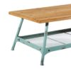 108257 Mesa de centro de diseño vintage 120 hierro azul turquesa y madera natural - Imagen 3