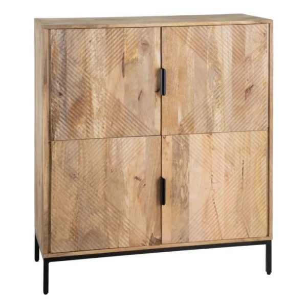121981 Armario de diseño industrial 100 madera natural y metal negro