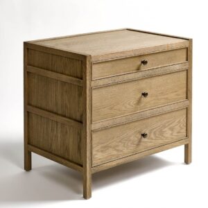 MARIO-1-NAT Cómoda 3 cajones de diseño rústico colonial 65 madera roble natural gris