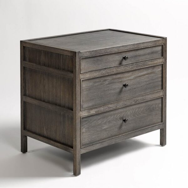 MARIO-1-B Cómoda 3 cajones de diseño rústico 65 madera roble grisáceo