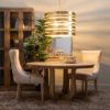 121755 Mesa de comedor redonda vintage 135 madera natural patas torneadas - Imagen 4