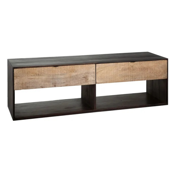 121984 Mueble de televisión rústico industrial 140 madera natural y marrón