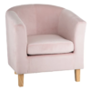 152421 Sillón butaca de diseño nórdico patas madera y tela rosa claro - Imagen 6