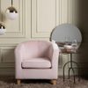 152421 Sillón butaca de diseño nórdico patas madera y tela rosa claro - Imagen 3