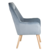 152424 Sillón de diseño nórdico patas de madera natural y tela azul claro - Imagen 5