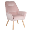 152425 Sillón de diseño nórdico patas de madera natural y tela rosa claro - Imagen 6