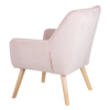 152429 Sillón de diseño nórdico patas madera natural y tela rosa claro botones respaldo - Imagen 4