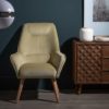 152426 Sillón de diseño nórdico patas de madera natural y tela verde claro - Imagen 3