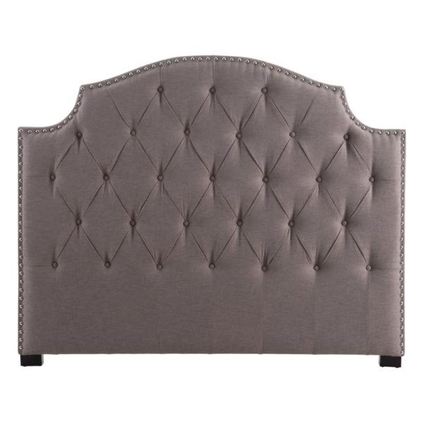 152775 Cabecero de diseño clásico 160 tapizado capitoné color gris con tachuelas