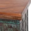 153045 Consola de diseño oriental almacenaje 130 hecho a mano madera verde y natural con tallas y desgastes - Imagen 4