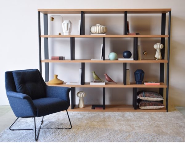 34H302B Estantería de diseño contemporáneo 240 roble y acero