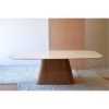 Mesa de comedor de diseño moderno mármol blanco y madera 2