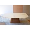 Mesa de comedor de diseño moderno mármol blanco y madera 4